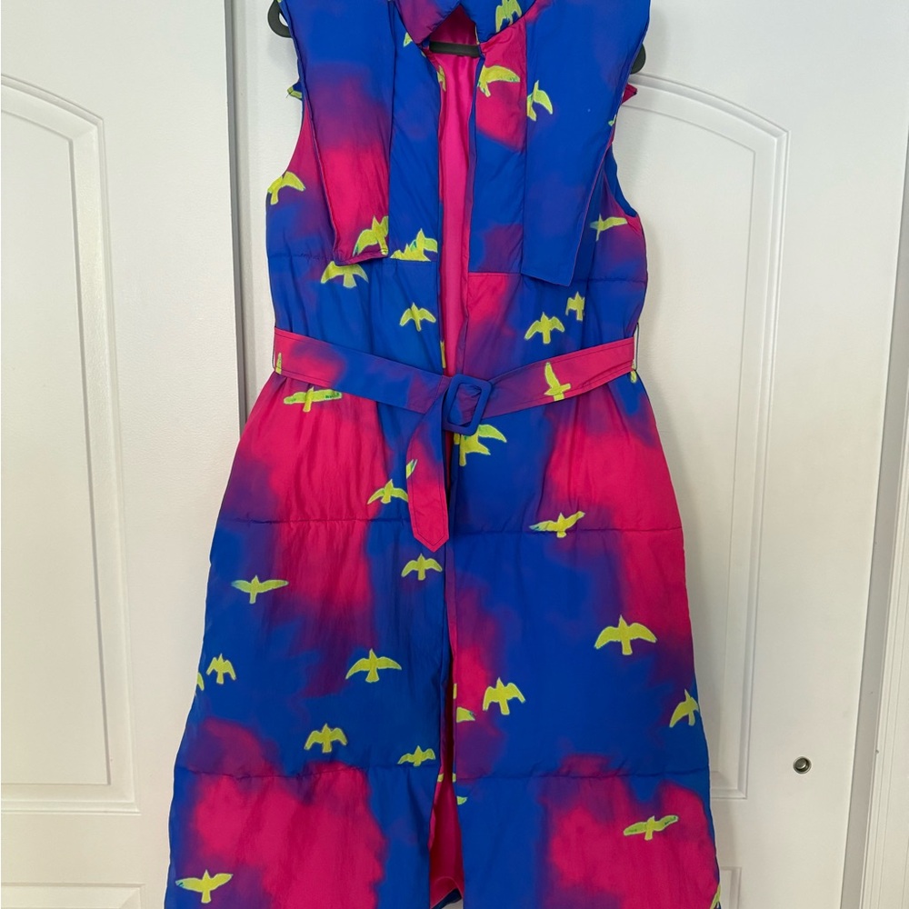 Colorful Bird Print Sleeveless Dress